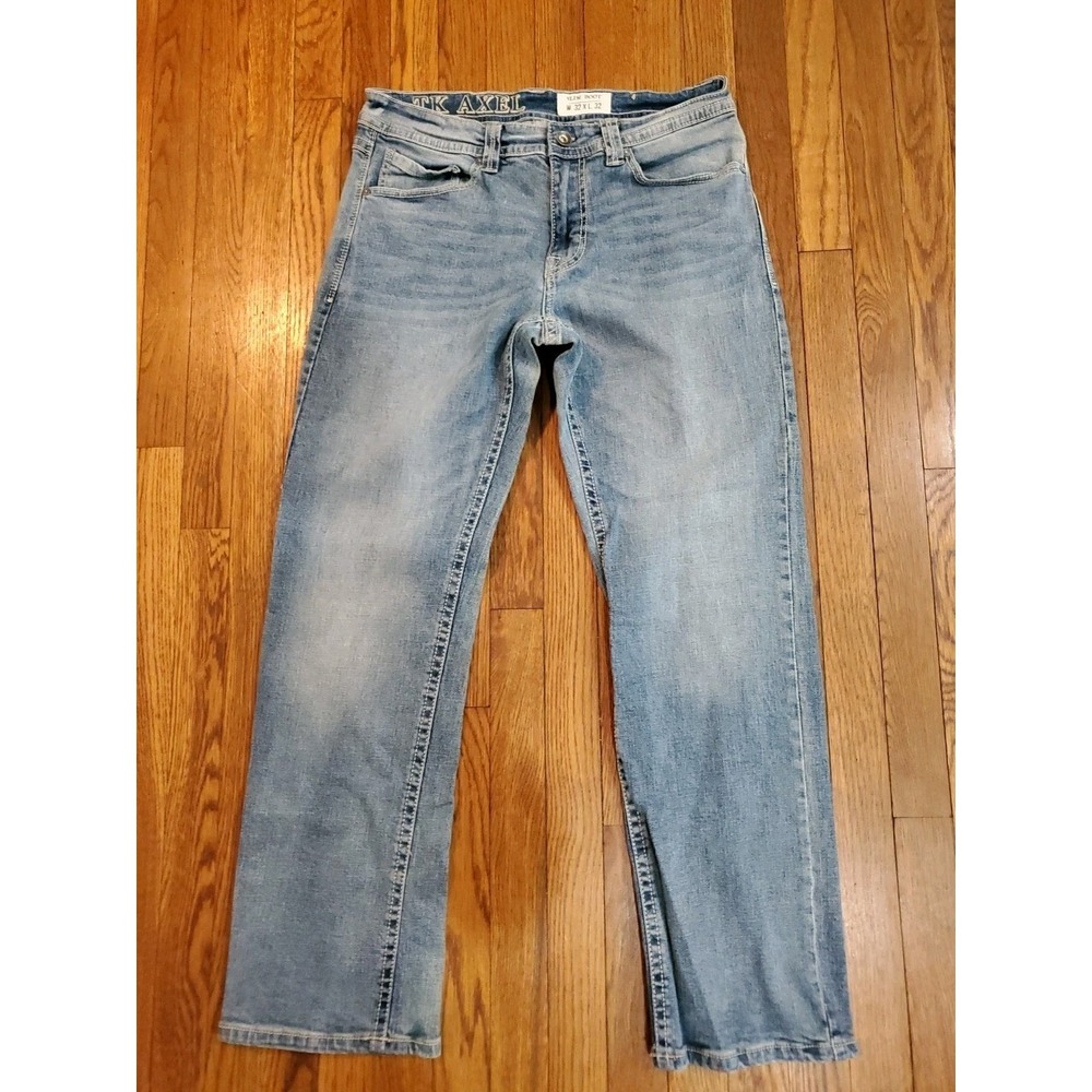TK‎ Axel Slim Bootcut Jeans Mens 32x32 Blue Denim Embroider Hartford Connecticut
